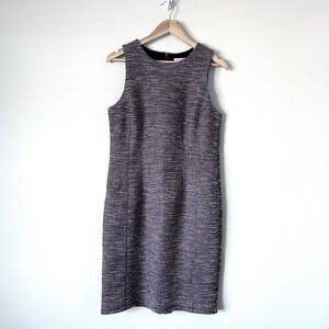 Loft Size 10 Tweed Dress Burgundy Old Money Shift Sleeveless Dark Academia
